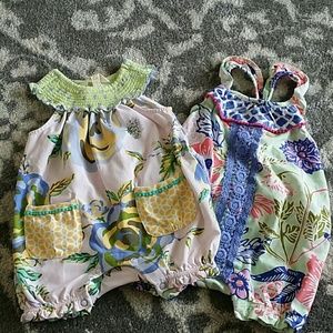 Two Matilda Jane Rompers 6-12 Months
